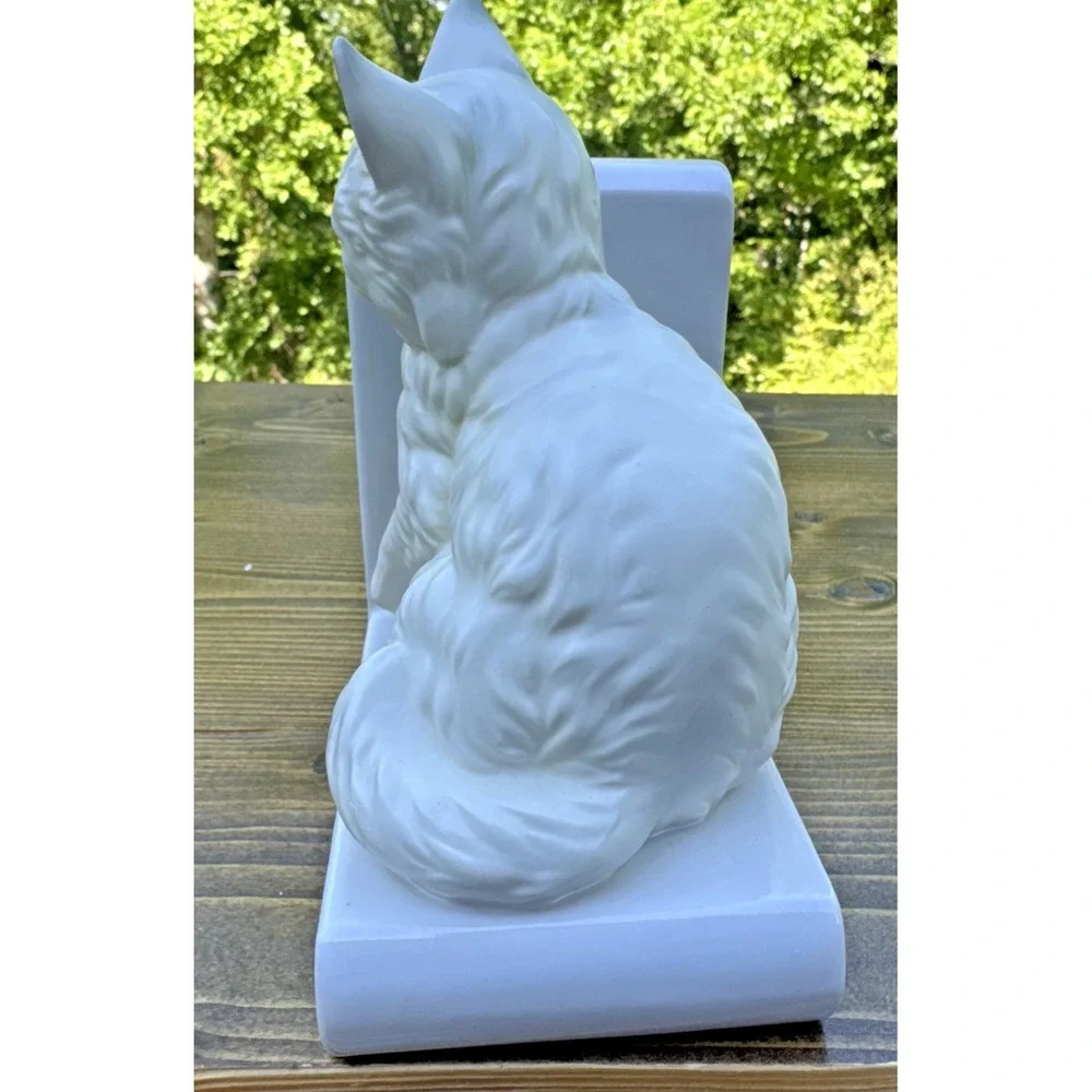 Vintage Lefton Japan White Cat Bookends Ceramic Persian Kitten Book Ends - Picture 12 of 16